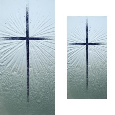 Rechteckiges Glasornament mit Kreuz Glasornament Re-13 / 15x30cm (BxH)