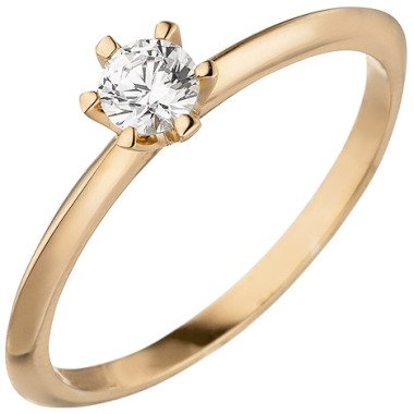 SIGO Damen Ring 585 Gold Rotgold 1 Diamant Brillant 0,15 ct. Diamantring Solitär