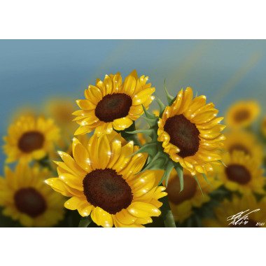 Sonnenblumenfeld Digitale Malerei