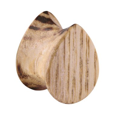 Tropfenförmiger Double Flared Plug, Holz, esche