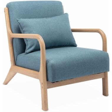 Wippsessel in Blau & Alice's Garden Design Sessel Holz und Stoff, Blau, gerades Fauteuil Lorens, sk
