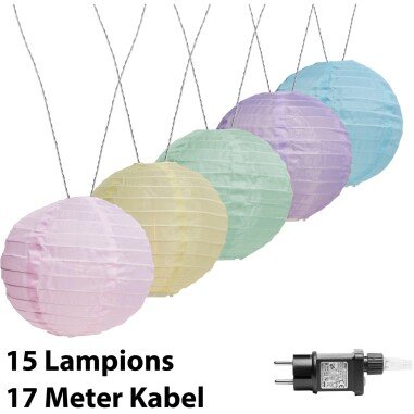 Amare LED-Lichterkette mit 15 XXL-Lampions