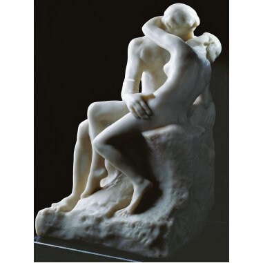 Auguste Rodin: Skulptur 'Der Kuss' (27 cm), Version in Kunstmarmor