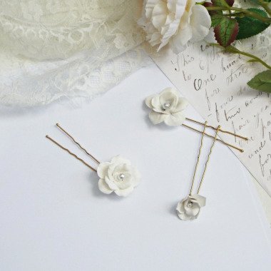 Blumen Haarnadeln, Weiße Blume Braut Hochzeit