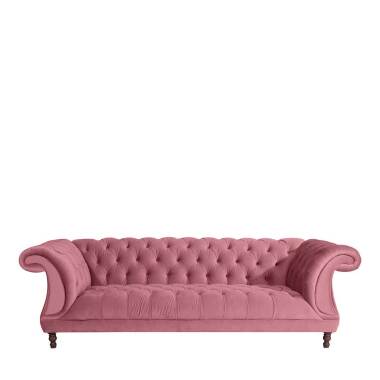 Couch 3-Sitzer Velour rosa im Barockstil