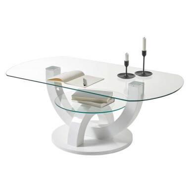 Designtisch in Weiß & Wohnzimmer Design Tisch in Weiß ovaler Tischplatte
