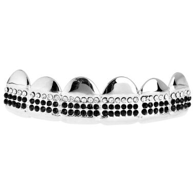 Grill Vergoldet & One Size Fits All Bling Grillz MICRO PAVE TOP Silber BK