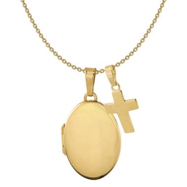 Kreuz-Schmuck aus Gold & Acalee 30-3001 Halskette mit Medaillon und Kreuz