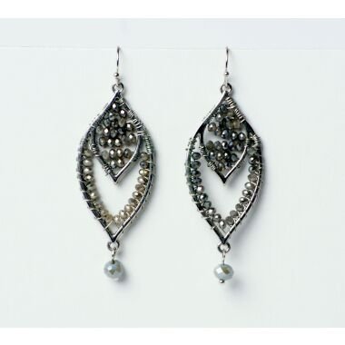 Modeschmuck in Grau & Modeschmuck Ohrringe von Sweet7 aus Glasperlen in Grau