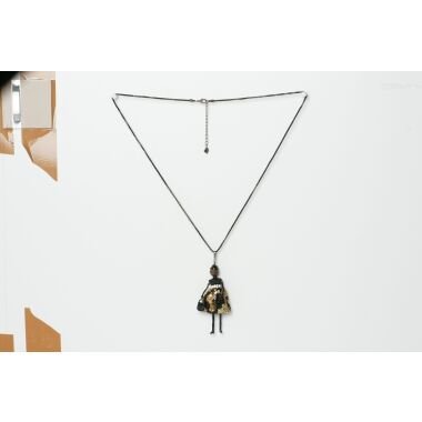 Modeschmuck Kette von Sweet7 aus Metall  Stoff  Agate in Schwarz  Gold  Braun