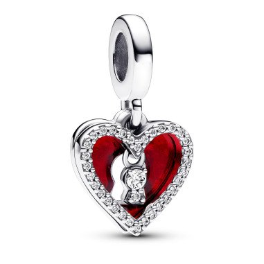 Pandora 793119C01 Charm-Anhänger Rotes Herz mit Doppeltem Schlüsselloch