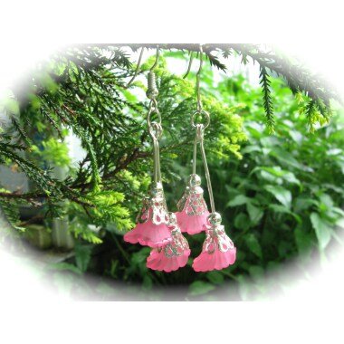 Pinke Blütenohrhänger, Blumenohrhänger, Florale Ohrhänger