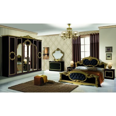 Schlafzimmer Set Barokko in Schwarz/Gold 4-Teilig