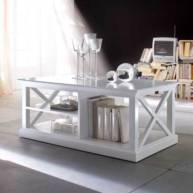 Stiltisch in Weiß & Couchtisch in Weiß Landhaus 120 cm