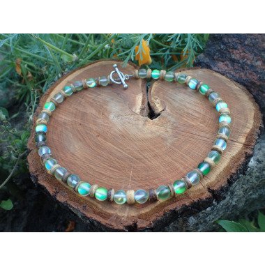 Sufer Halskette Holz Mondstein Glas Meerjungfrauen Perlenkette Für Damen