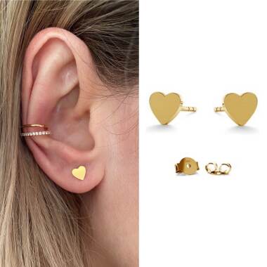 Unendlich-Kette aus Gold & Ohrstecker 585 Gold 14K Herz Ohrringe