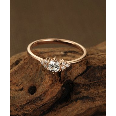 Weißer Saphir Verlobungsring Roségold Unikat Vintage Ring Für Frauen