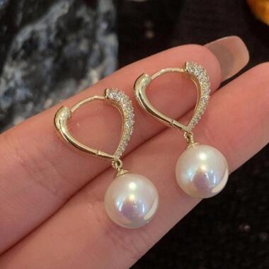 1 Paar Herzform Gold Perle Ohrringe für Frauen