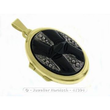 Black design Medaillon mit Cabochon Gold 585