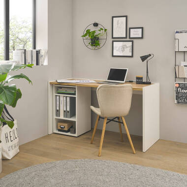 Büromöbel Set weiß mit Eiche CRISP-61 modern