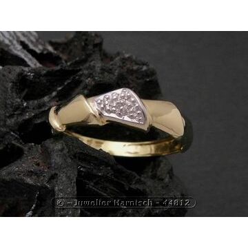 Gold Ring imposant Gold 333 bicolor Diamant Goldring Gr. 49