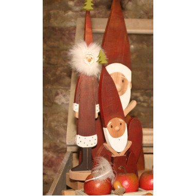 Holzfigur Sauterelle Nikolaus Mit Puschel Im Gesicht Santa Weihnachtsmann