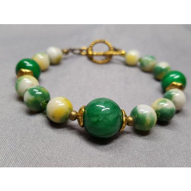 Jade-Armband in Grün Und Gelb | 20cm Lang Aus 8mm Jadesteinen, 12, 10mm