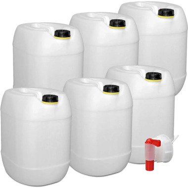 plasteo 6er Set: 30 Liter Getränke- Wasserkanister