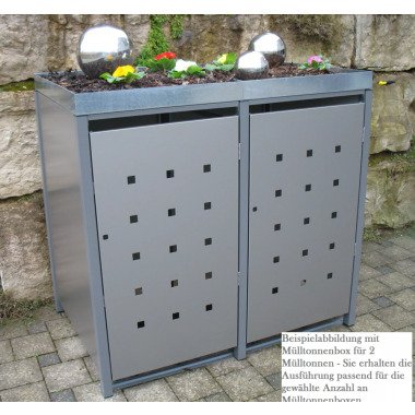 Premium Metall Mülltonnenbox Dunkelgraumetallic (ähnl. RAL 9007) für 4 120l Müll