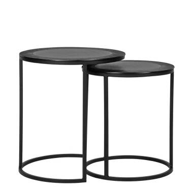 Runder Tisch & Beistelltische Metall in Schwarz runder Tischplatte (zweiteilig)
