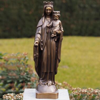 Bronzeskulptur stehende Maria mit Kind und Krone Madonna Tiura