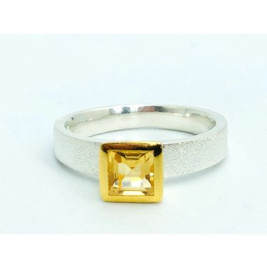 Citrin Silber Ring Bicolor