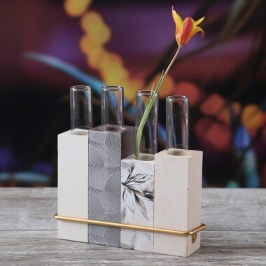 Deko Vase mit 4 Reagenzgläsern Blumenvase