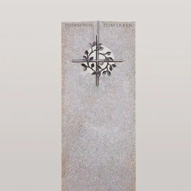 Einzelgrab Urnengrab Grabstein Granit mit Bronze Kreuzornament