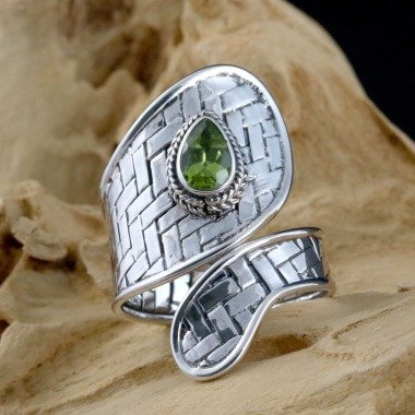Eleganter 925 Silberring Damen Silber Ring Mit Grünem Peridot
