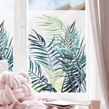 Fensterfolie Exotisches Blattwerk Palme