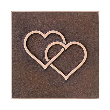 Grabschmuck Herz aus Bronze & Eckiges Grabrelief mit Herz-Motiv Metalltafel