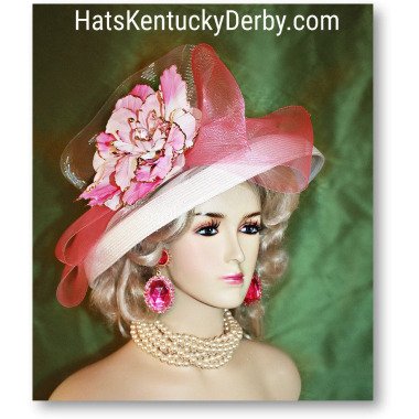 Kentucky Derby Hut, Weiß Rosa Couture Designer