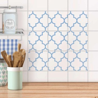 Klebefliesen für Küche & Bad Design: Retro Pattern Blau 15x15 cm