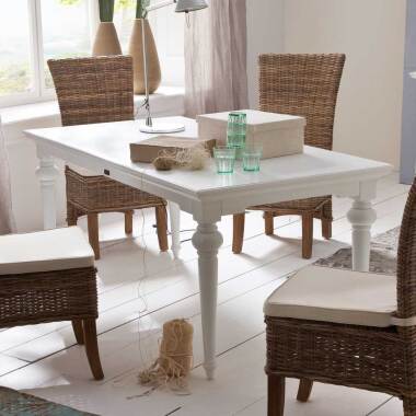 Küchentisch aus MDF & Tisch im Landhausstil Weiß gedrechselten Beinen