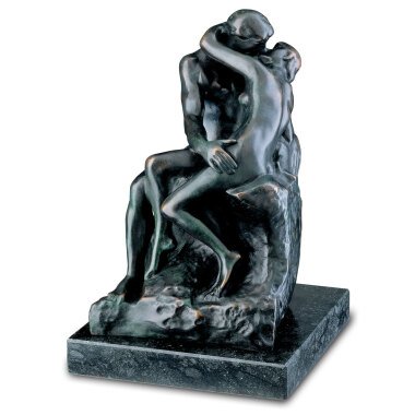 Rodin Skulptur & Auguste Rodin: Skulptur 'Der Kuss' (27 cm), Version in Bronze