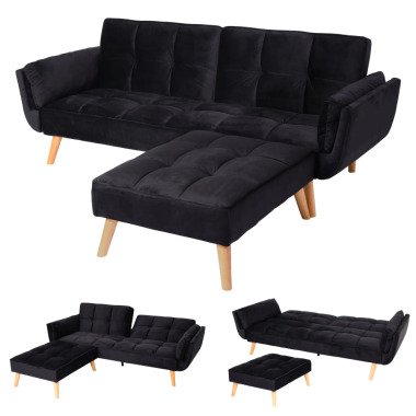 Schlafsofa MCW-K18 mit Ottomane, Couch Sofa