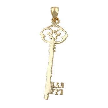 Schlüsselanhänger aus Gold & SIGO Anhänger, Schlüssel filigran, Gold 375