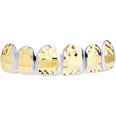 Silber Grillz One size fits all Diamond Cut III Top