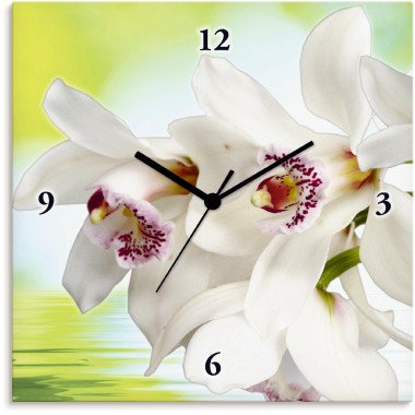 Artland Wanduhr »Weisse Orchidee«, lautlos, ohne Tickgeräusche, nicht