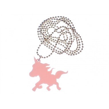 Einhorn Kette Halskette Miniblings 80cm Rosa Fantasy Mähne Acrylglas Unicorn