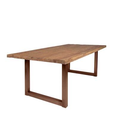 Esszimmer Tisch aus Teak Recyclingholz und Eisen Loft Design