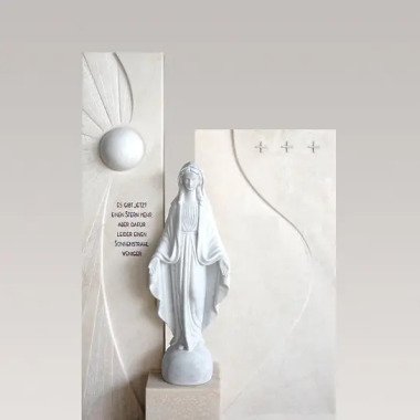 Grabstein aus Marmor mit Figur & Marmorgrabstein mit Madonna Statue Scalini