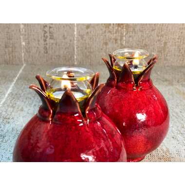 Granatapfel Keramik, Öl Kerzenhalter