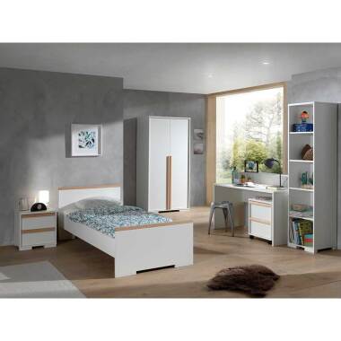 Komplett Jugendzimmer in Weiß und Buche 90xx200